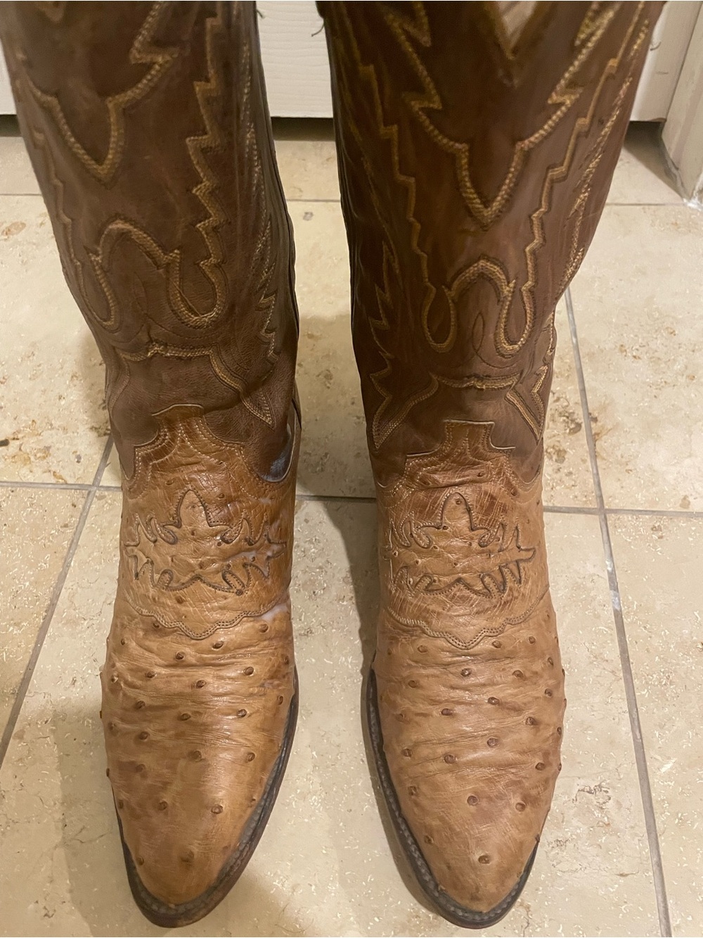 Men's Brown Ostrich Lucchese Western Boots